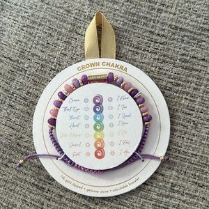 14k Gold Dipped "I Know Wisdom, Unity" Jade Adjustable Stretch Bracelet - Purple